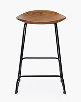 front view of backless wood stool