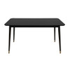 straight on view of dark grey wood dining table