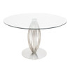 modern sleek dining table made of steel and glass