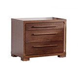 three drawer nightstand finished with wood veneer