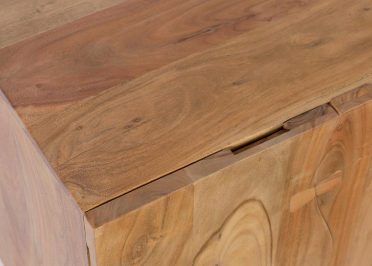 close up of sideboard top and part of cabinet door