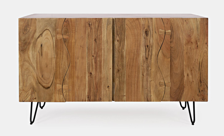 straight on view of acacia wood sideboard
