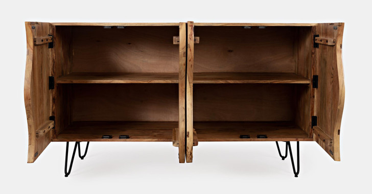 sideboard with doors open